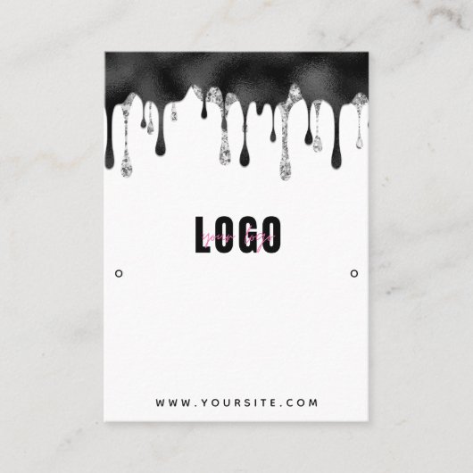 ブラックグリッター滴下イヤリングジュエリーディスプレイ 名刺 (正面)