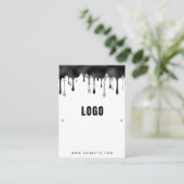 ブラックグリッター滴下イヤリングジュエリーディスプレイ 名刺 (スタンド正面)