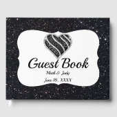 ブラックグリッター白黒ハートゲストブック ゲストブック (正面)