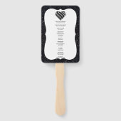 ブラックグリッター白黒ハート結婚式 プログラム ハンドファン (裏面)