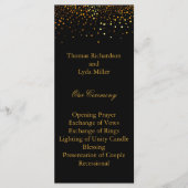 ブラックグリッター紙吹雪フェイクフォイル結婚式 プログラム (正面)