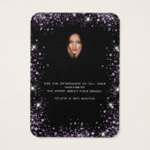 ブラックグリッター紫色のイヤリング写真表示カード (裏面)