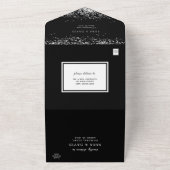 ブラックグリッター結婚シルバーの招待状 オールインワン招待状 (外側)