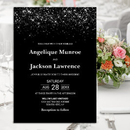 ブラックグリッター結婚ズ 招待状