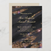 ブラックグリッター結婚式招待状 招待状 (正面/裏面)
