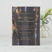 ブラックグリッター結婚式招待状 招待状 (スタンド正面)