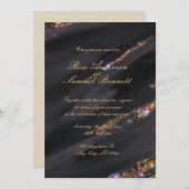 ブラックグリッター結婚式招待状 招待状 (正面/裏面)