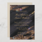 ブラックグリッター結婚式招待状 招待状 (正面/裏面)