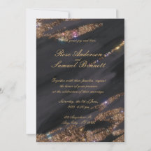 ブラックグリッター結婚式招待状