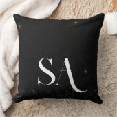 ブラックグリッター装飾用クッションとイニシャル クッション (ブランケット)
