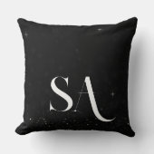 ブラックグリッター装飾用クッションとイニシャル クッション (正面)