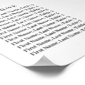 ブラックグリッター誕生日アルファベット座席計画 ポスター (角)