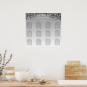 ブラックグリッター誕生日アルファベット座席計画 ポスター (キッチン)