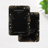 ブラックグリッター金ゴールドイヤリング写真表示カード (デスク)
