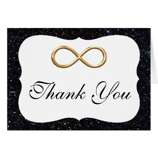 ブラックグリッター金ゴールドインフィニティサンキューカード (正面横)