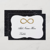 ブラックグリッター金ゴールドインフィニティテーブル座席表 招待状 (正面/裏面)