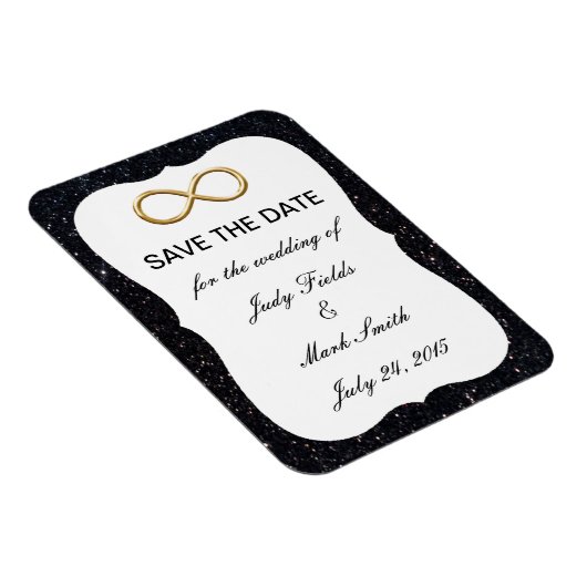 ブラックグリッター金ゴールドインフィニティ日付磁石の保存 マグネット (右側)