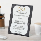 ブラックグリッター金ゴールドインフィニティ結婚ズの安全性 台座サイン (インサイチュ)