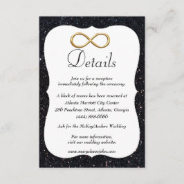ブラックグリッター金ゴールドインフィニティ結婚ズ詳細 エンクロージャーカード