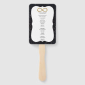 ブラックグリッター金ゴールドインフィニティ結婚式 プログラムファン ハンドファン (裏面)