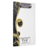 ブラックグリッター金ゴールドエレガントシックグラムパーソナライズされた クリップボード (右)