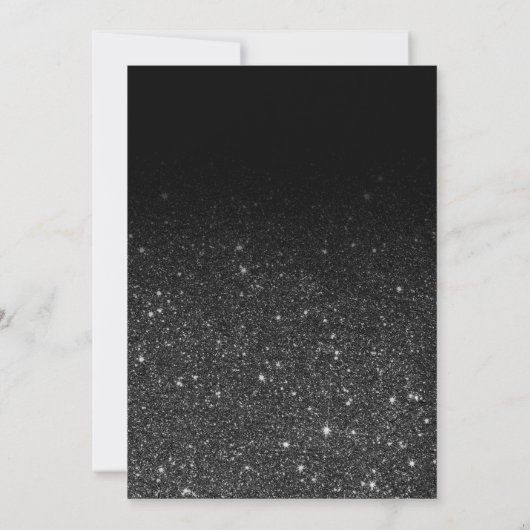 ブラックグリッター金ゴールドタイポグラフィシックな冬の結婚式 招待状 (裏面)