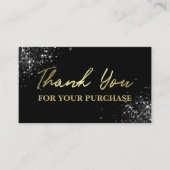 ブラックグリッター金ゴールド購入ありがとう 名刺 (正面)