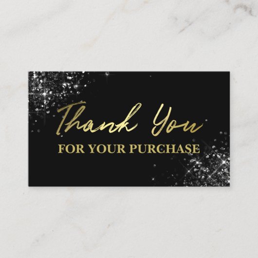 ブラックグリッター金ゴールド購入ありがとう 名刺 (正面)