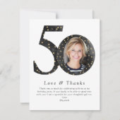 ブラックグリッター50と素晴らしい写真 サンキューカード (正面)