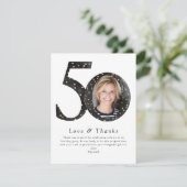 ブラックグリッター50と素晴らしい写真 サンキューカード (スタンド正面)