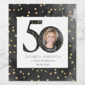 ブラックグリッター50と素晴らしい写真 ワインラベル (シングルラベル)