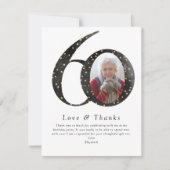 ブラックグリッター60th誕生日写真 サンキューカード