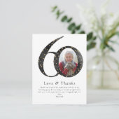 ブラックグリッター60th誕生日写真 サンキューカード