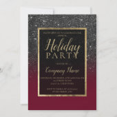 ブラックグリッター ゴールド レッド ビジネス コーポレート 招待状 (正面)
