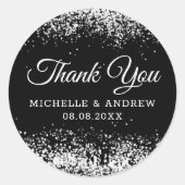 ブラックグリッター |シルバー紙吹雪 ラウンドシール (正面)