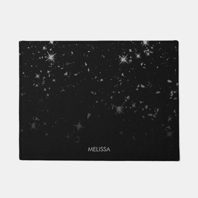 ブラックグリッター ドアマット (正面)