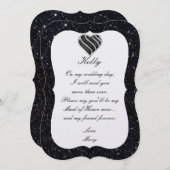 ブラックグリッター ブラックハート メイド オブ オナー カード (正面/裏面)