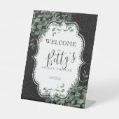 ブラックグリッター&ユーカリブライダルシャワー 台座サイン (正面)