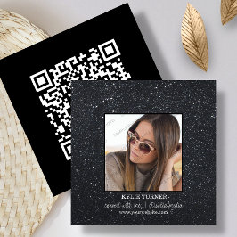 ブラックグリッター |写真 |ソーシャルメディアQRコード スクエア名刺