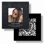 ブラックグリッター |写真 |ソーシャルメディアQRコード スクエア名刺