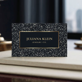 ブラックグリッターQRコードエレガント 名刺