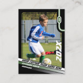 ブラックグリーンのサッカー選手トレーディングカード コーリングカード (正面)