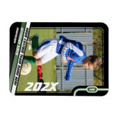 ブラックグリーンのサッカー選手トレーディングカード マグネット (横)