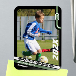 ブラックグリーンのサッカー選手トレーディングカード マグネット
