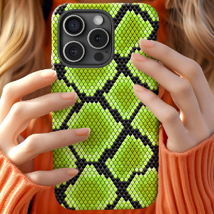 ブラックグリーンのヘビの皮のヘビ iPhone X ケース