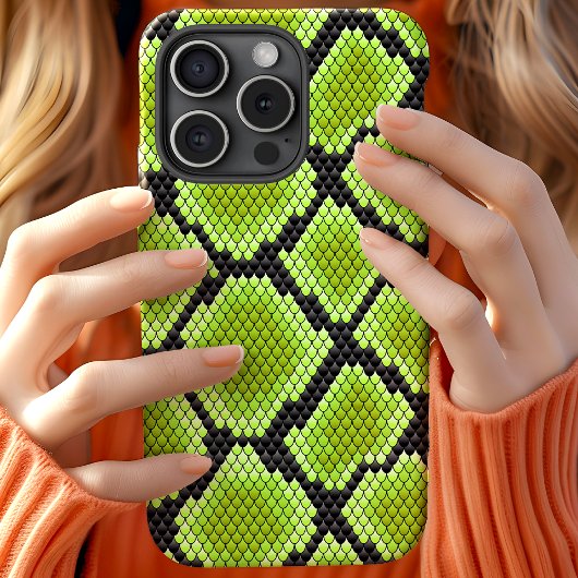 ブラックグリーンのヘビの皮のヘビ Case-Mate iPhoneケース