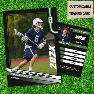 ブラックグリーンのラクロス選手トレーディングカード コーリングカード