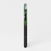 ブラックグリーンアクアフェイクグリッター書名 iPhoneケース (左側)