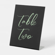 ブラックグリーンエレガントな結婚式のテーブルナンバー