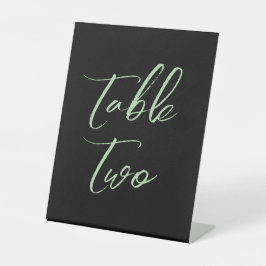 ブラックグリーンエレガントな結婚式のテーブルナンバー 台座サイン